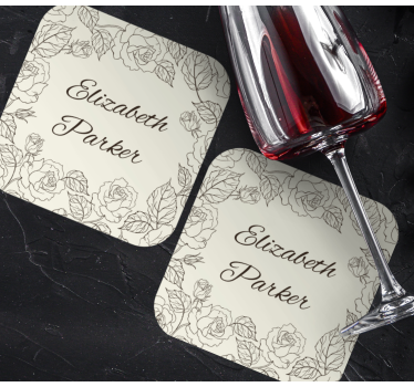 Vintage roses personalised beer mats - TenStickers