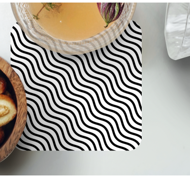 Wavy black pattern coasters - TenStickers