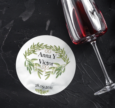 Wedding coasters olive wreath design - TenStickers