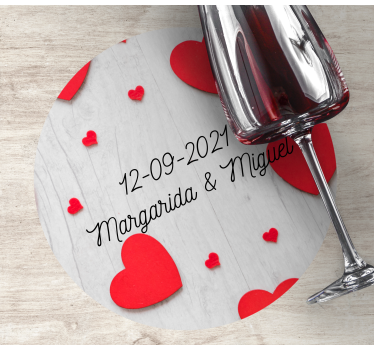Wedding coasters with heart and date personalization - TenStickers