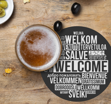 Welcome multilingual greeting beer mats - TenStickers
