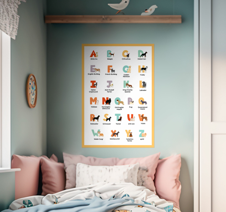 Dog breeds alphabet wall poster - TenStickers
