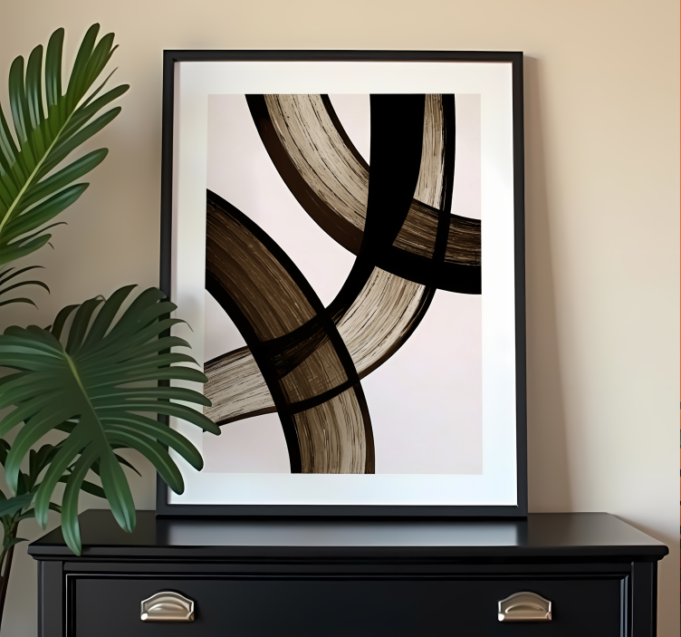 Black curves abstract poster - TenStickers