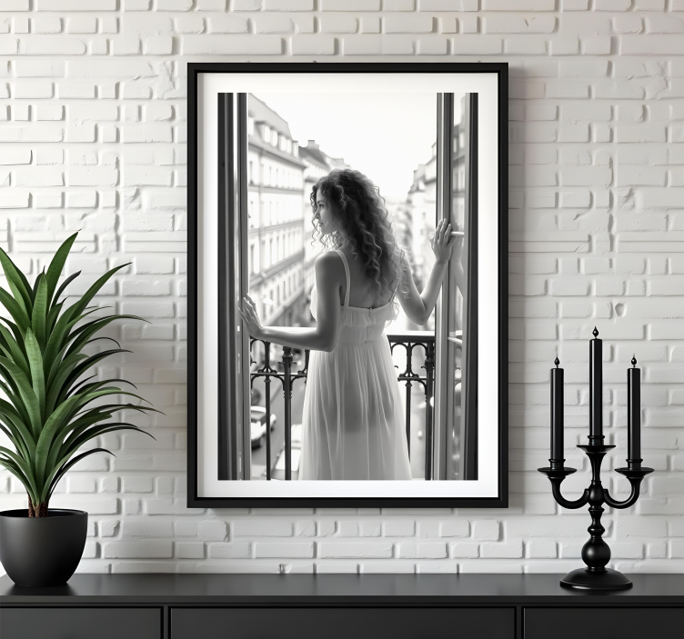 Lady in a morning photo realistic poster - TenStickers