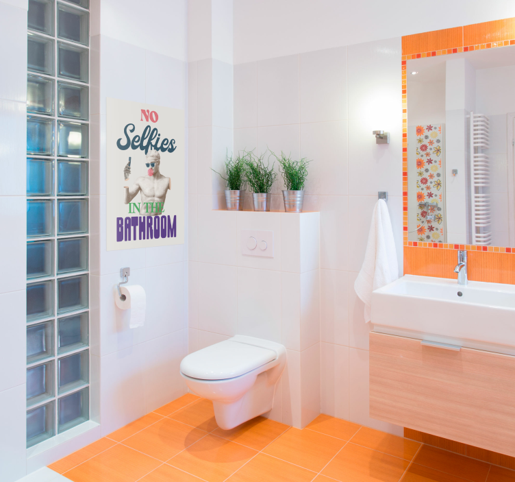 No selfies bathroom poster - TenStickers