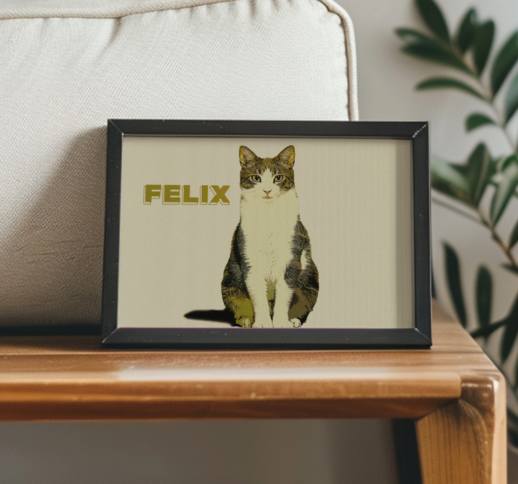 Personalised illustration half tone cat poster - TenStickers