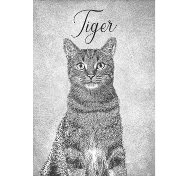 Personalised black and white drawing cat poster - TenStickers