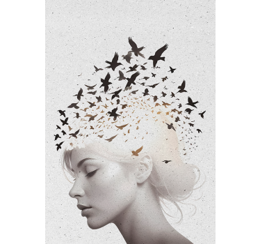 Birds in head abstract poster - TenStickers