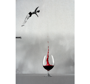 Jumping to the glass of wine abstract poster - TenStickers