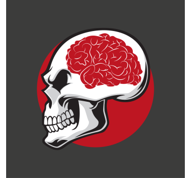 Poster for teenager red skull with brain design - TenStickers