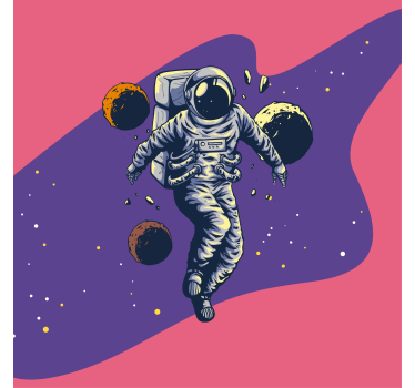 Poster for teenager hand drawn astronaut flying style - TenStickers