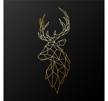 Living room poster golden origami deer - TenStickers