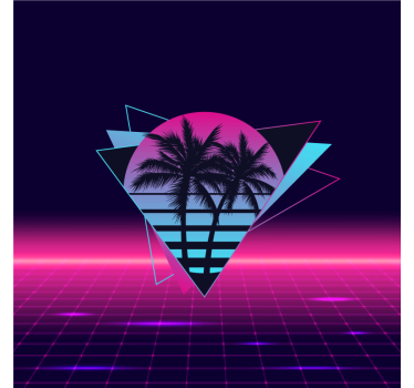 Living room poster vaporwave style palm tree - TenStickers