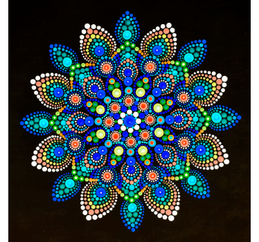 Living room poster mandala colorful dots - TenStickers
