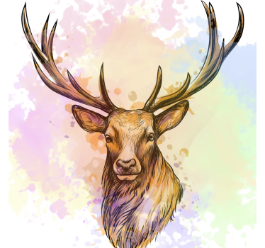 Living room poster paint splash stag - TenStickers
