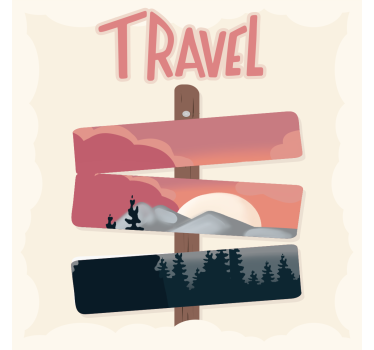 Living room poster of travel-themed road signs - TenStickers