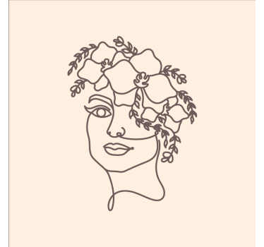 Living room poster silhouette minimalist cute woman floral - TenStickers