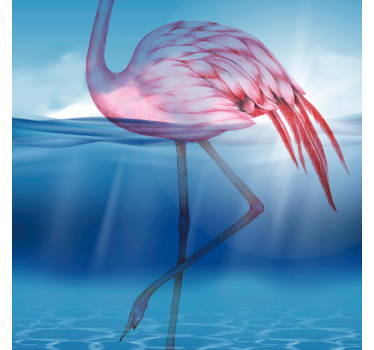 Living room poster with underwater flamingo design - TenStickers