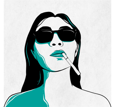 Living room poster woman smoking a cigarette - TenStickers