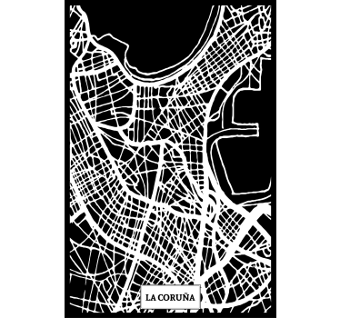 Living room poster topographic map of coruña - TenStickers