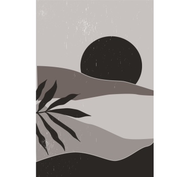 Living room poster black and white sunset in desert - TenStickers