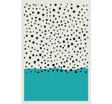 Living room poster abstract blue painting with black dots - TenStickers