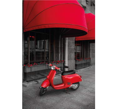 City poster of a parked red italian scooter - TenStickers