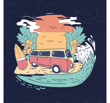 City poster surfing van scene - TenStickers