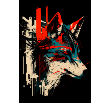 Abstract wolf art wall poster - TenStickers