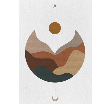 Minimalist sunset and mountains wall art poster - TenStickers