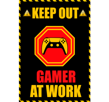 Gamer" at work video game poster - TenStickers