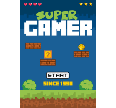 Super gamer retro style video game poster - TenStickers