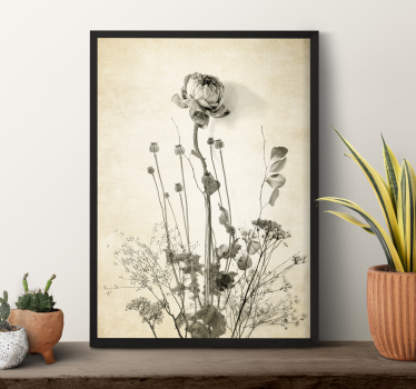 Bouquet of flowers on beige background flower wall poster - TenStickers