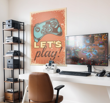 Let's play retro style video game poster - TenStickers