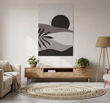 Living room poster black and white sunset in desert - TenStickers