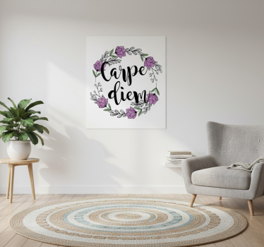 Living room poster carpe diem vibrant floral design - TenStickers