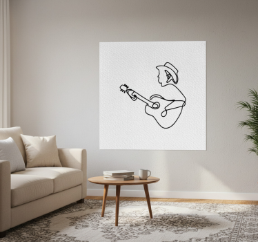Living room poster cute minimalist guitarist design - TenStickers