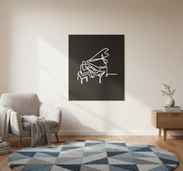 Living room poster cute pianist line art design - TenStickers