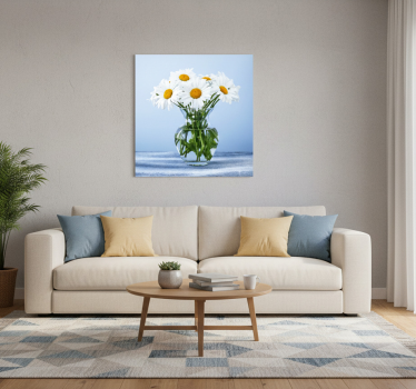Living room poster daisy flowers in glass pots - TenStickers