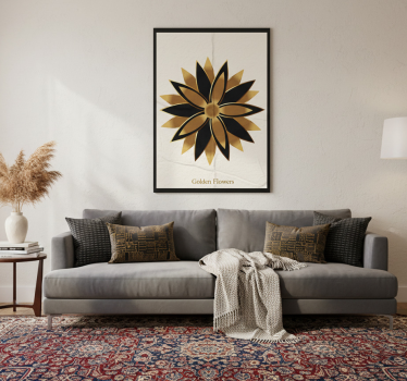 Living room poster golden flowers art print - TenStickers