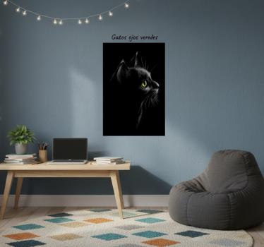 Living room poster green eyed cats - TenStickers
