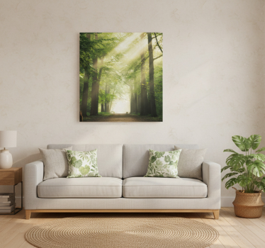 Living room poster green forest with sunlight - TenStickers