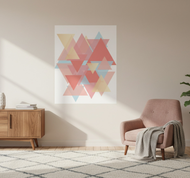 Living room poster pink and golden triangle art - TenStickers