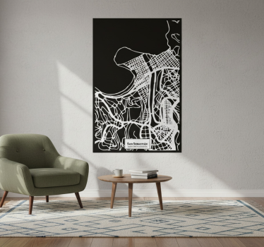 Living room poster san sebastián topographic map - TenStickers