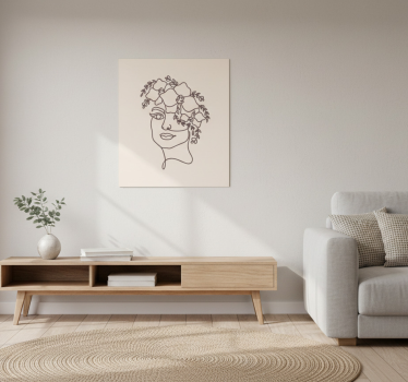 Living room poster silhouette minimalist cute woman floral - TenStickers