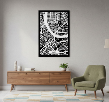 Living room poster topographic map basel - TenStickers