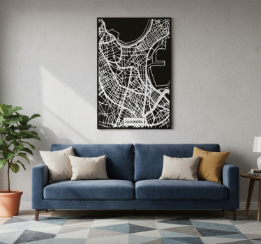 Living room poster topographic map of coruña - TenStickers