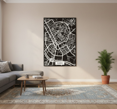 Living room poster topographic map valencia - TenStickers