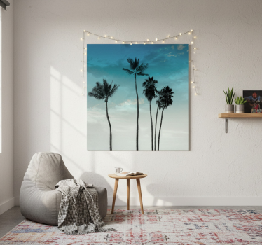 Living room poster with five tall palm trees design - TenStickers