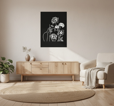 Living room poster woman and sunflowers minimalist design - TenStickers